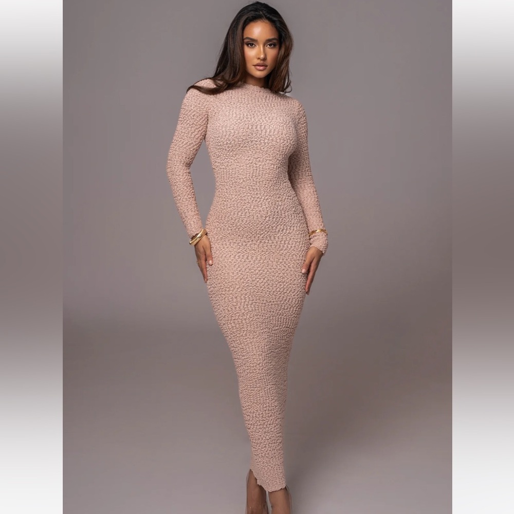 Beige Autumn Knit Maxi Dress - JLUXLABEL